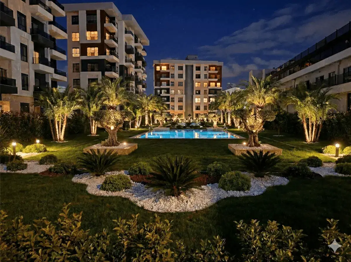 Mi Residence Peyzajı: Bakı Sumqayıt'de 6800m² Bermuda Çim Uygulaması | Agora Çim